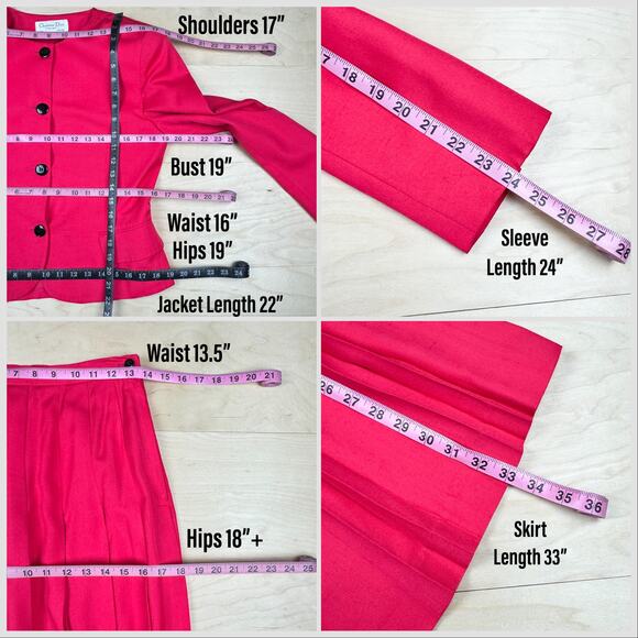 Vintage 1980s Hot Pink 2-Piece Jacket and Skirt Set - Picture 7 of 8